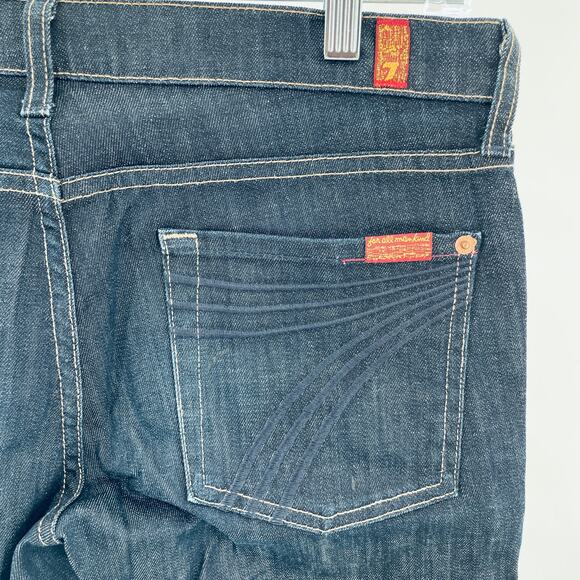 7 For All Mankind Dark Blue Denim Crop Dojo Low Rise Straight Leg Y2K Jeans 28 - Picture 7 of 15
